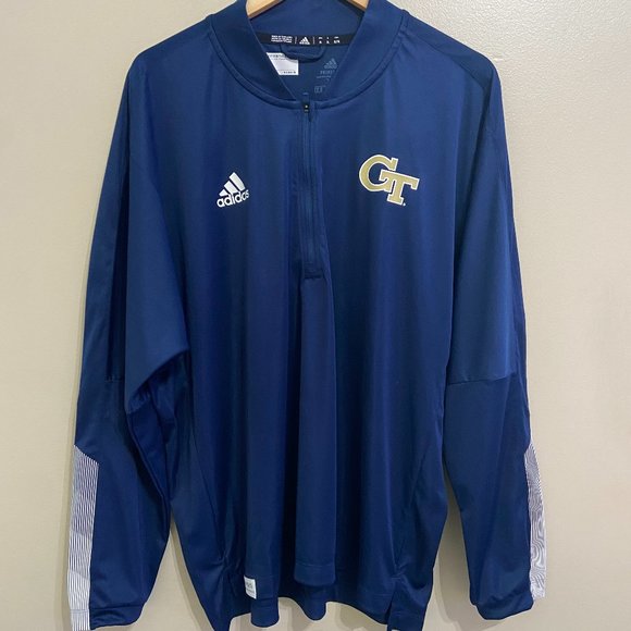 Adidas Georgia Tech GT Yellow Jackets Team Issue 1/4 Zip Knit Aeroready Mens - Picture 1 of 10